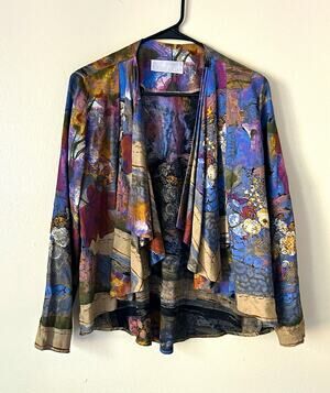 A.C. Sport Women’s Multicolor Floral Open Front Draped Short Jacket S/M